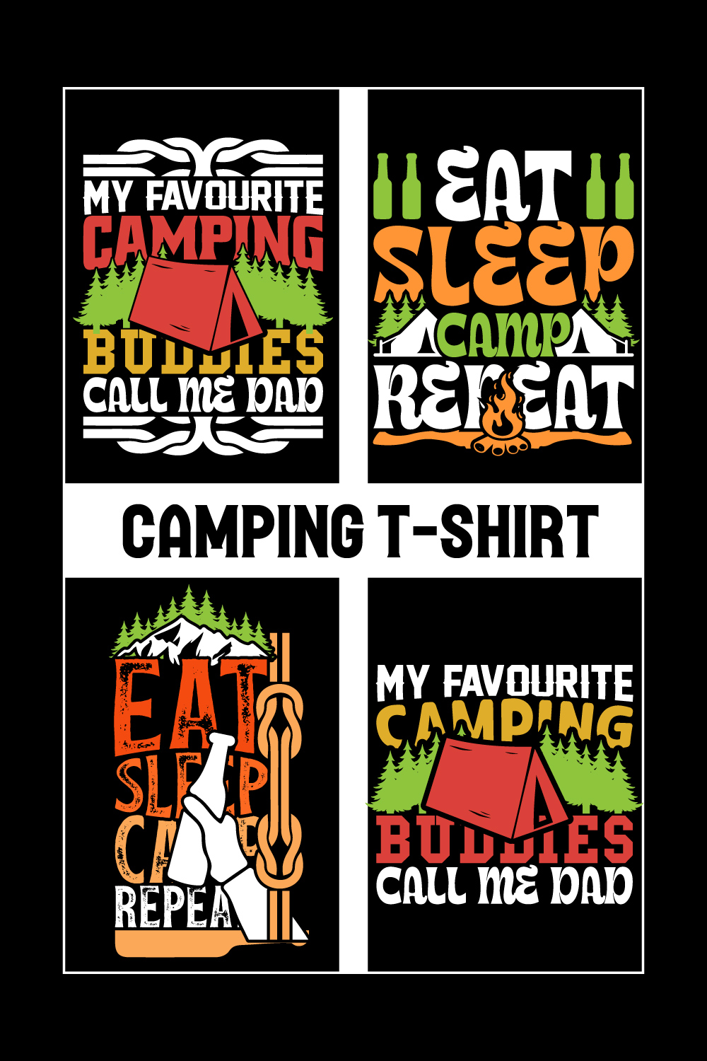 Camping T-Shirt Design- Camping T-shirt- Summer Camp Shirt- Camping T-shirts- Camping-tents T-shirt- T-shirt Design Bundle pinterest preview image.