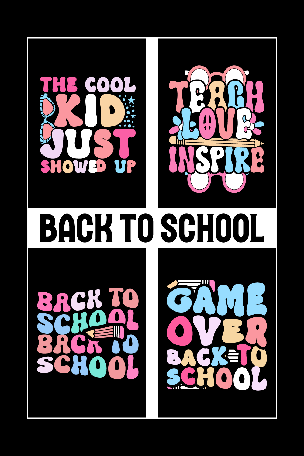 Back To School T-Shirt Design- Back To School- 100 days of school t shirt- First Day of school T-shirt Design- Hundred days of school- T-shirt design pinterest preview image.
