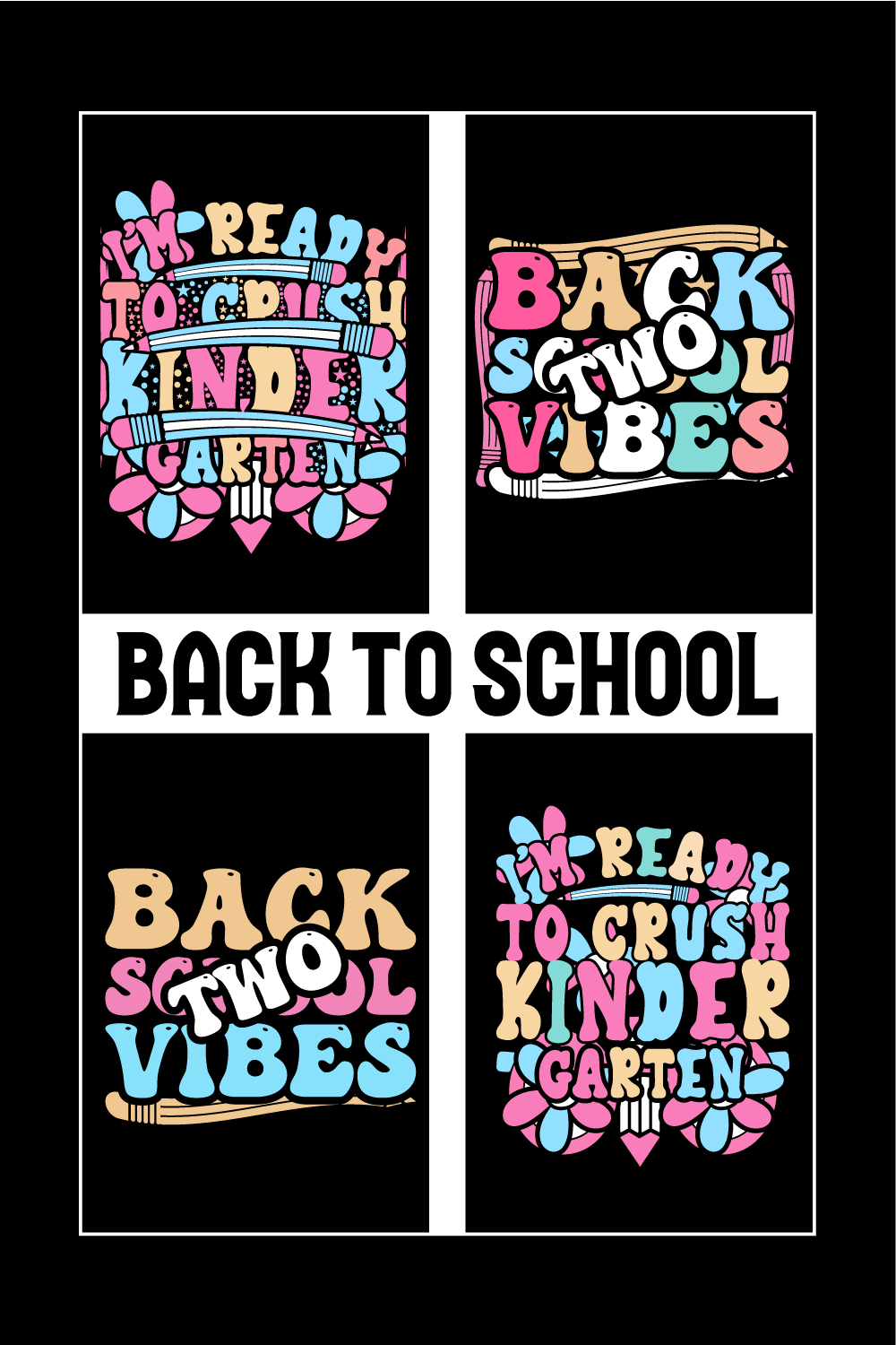 Back To School T-Shirt Design- Back To School- 100 days of school T-shirt- First Day of school T-shirt Design- Hundred days of school pinterest preview image.