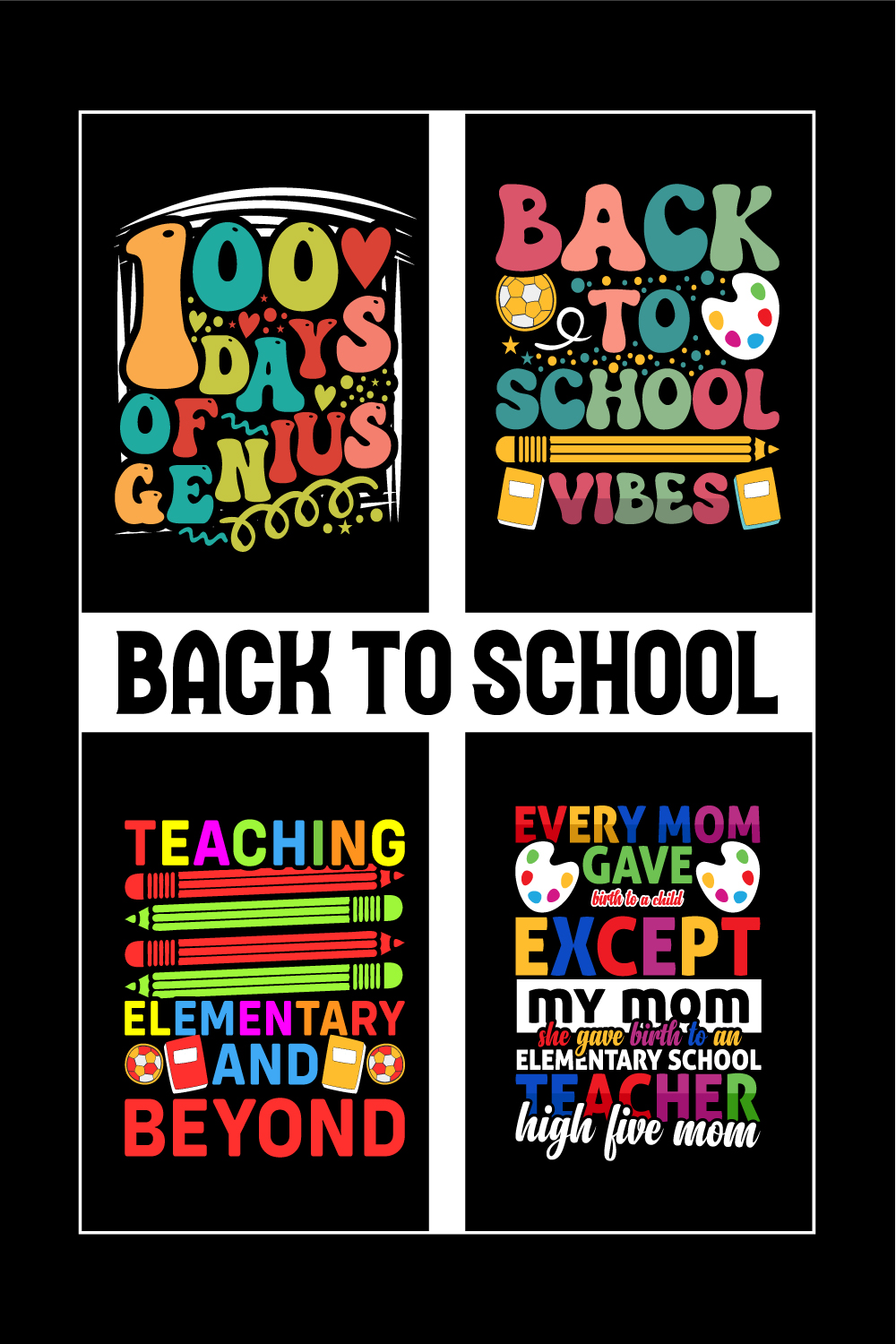 Back To School T-Shirt Design- Back To School- 100 days of school t shirt- First Day of school T-shirt Design- Hundred days of school shirts pinterest preview image.