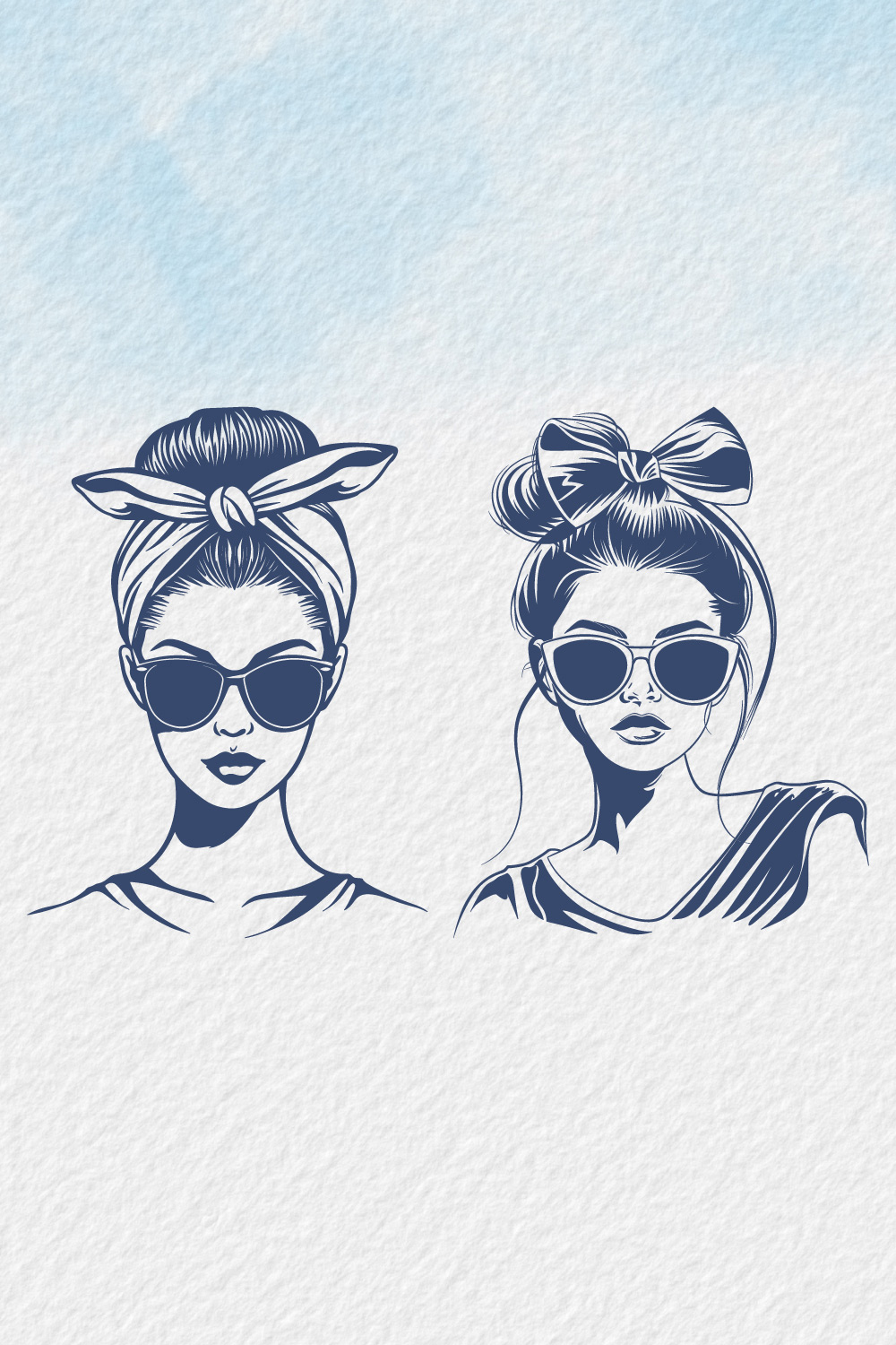 Messy bun hairstyle wearing sunglasses silhouette, Women With Messy Bun And Sunglasses Face Silhouette, casual messy bun with glasses, cute messy bun and glasses pinterest preview image.