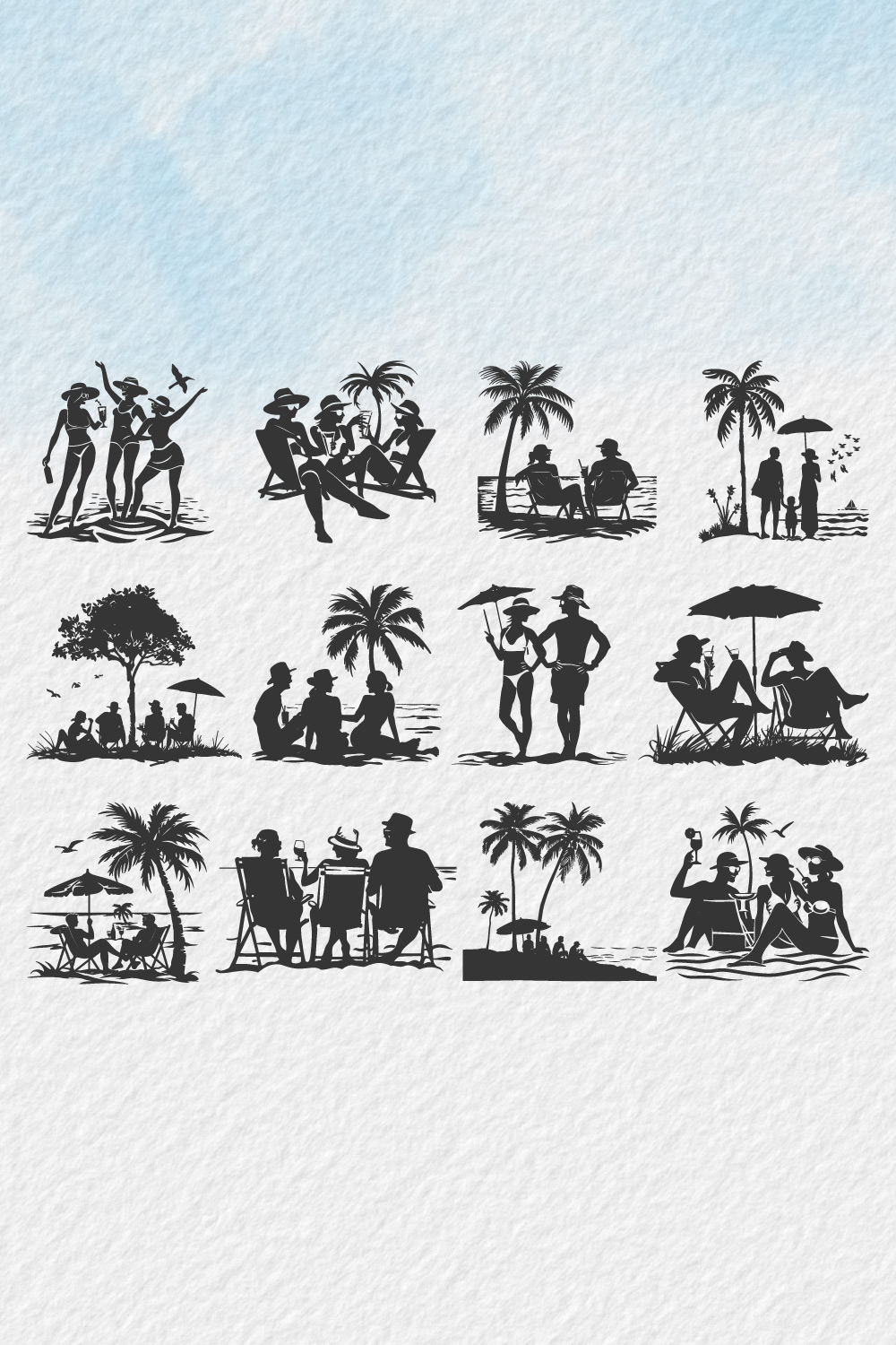 happy young people, enjoying summer vacation silhouette Summer, vacation, silhouette pinterest preview image.