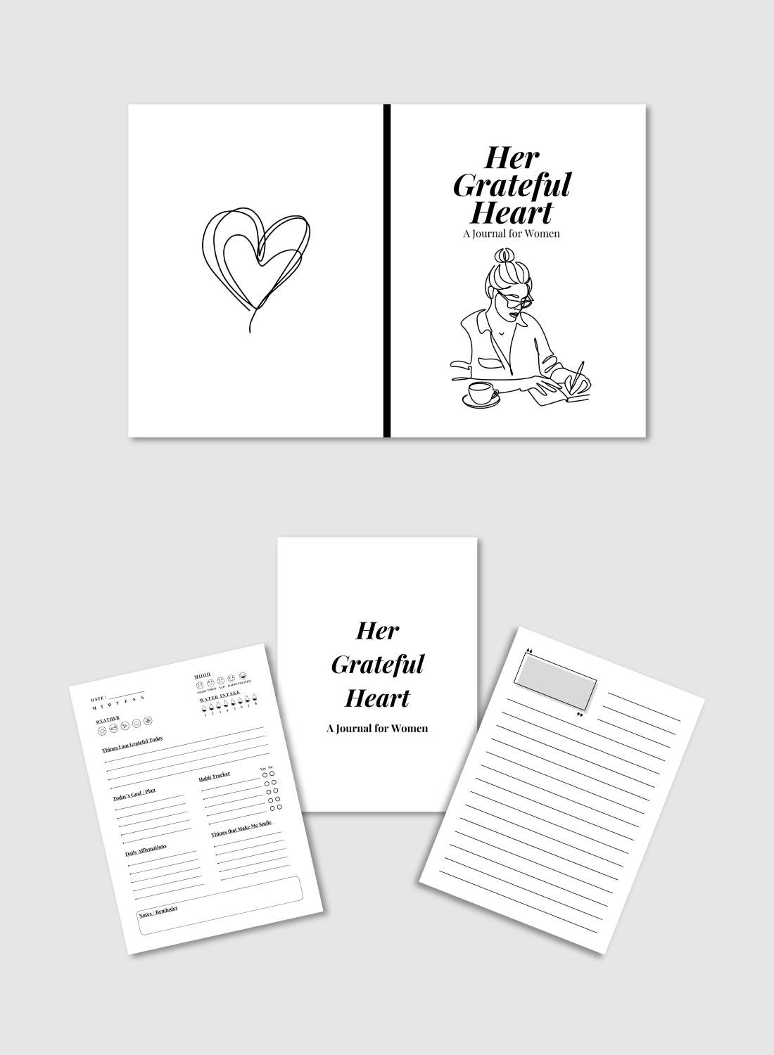 her grateful heart journal for women pinterest preview image.
