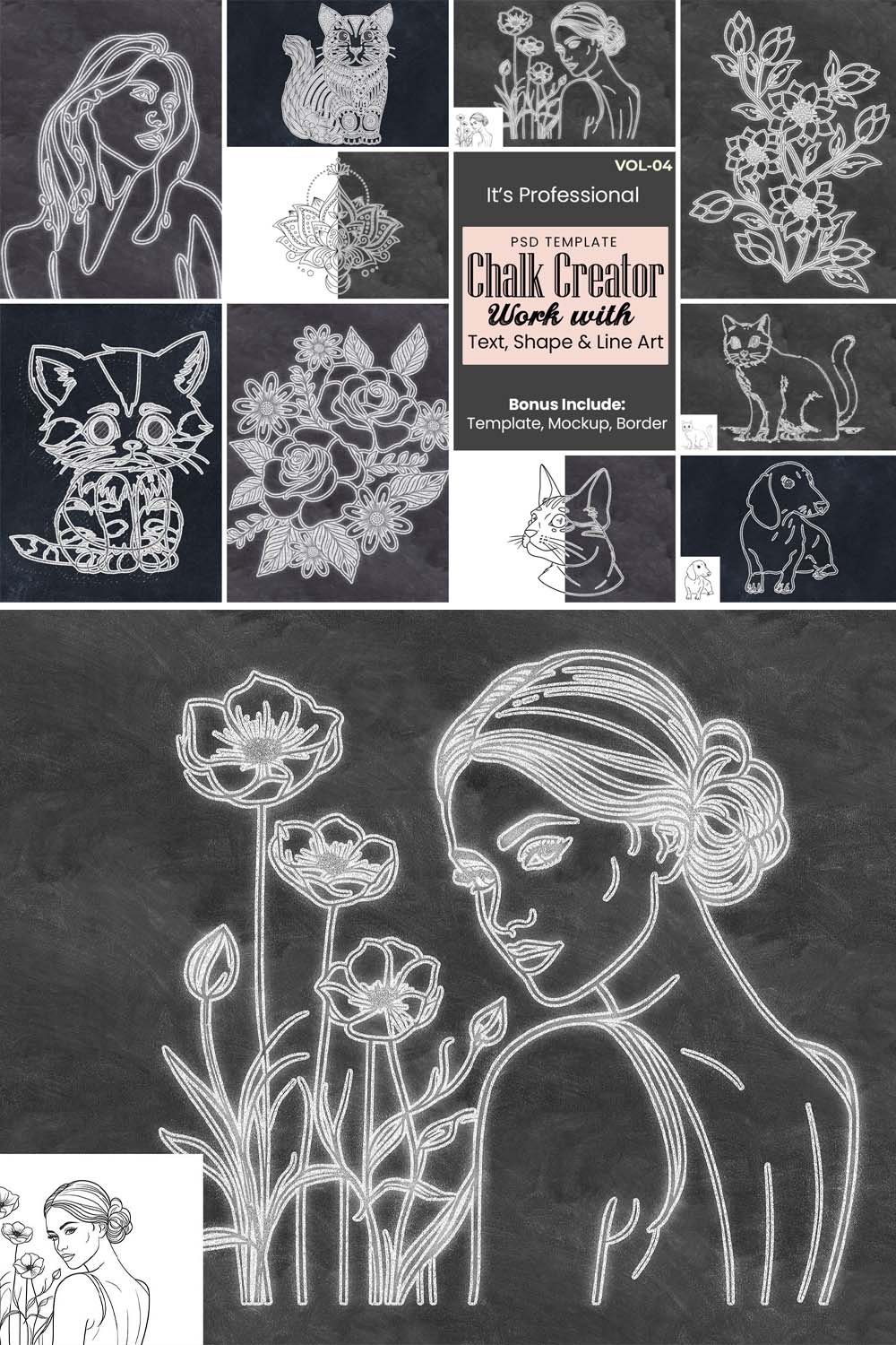 Chalk Sketch Drawing Photo Effect pinterest preview image.
