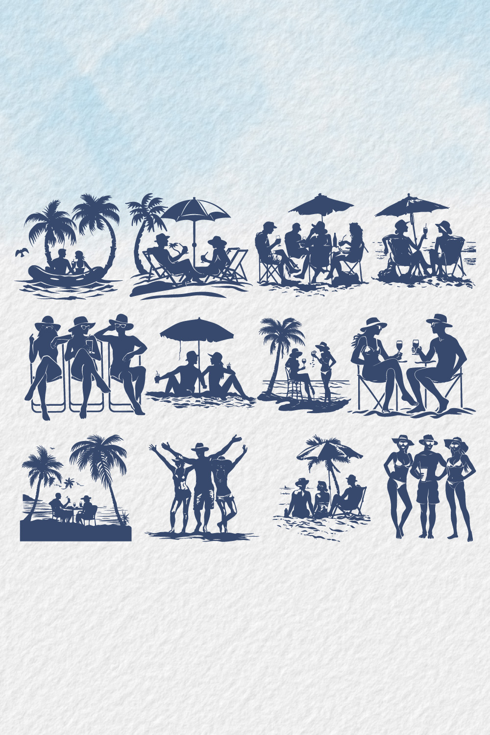 happy young people, enjoying summer vacation silhouette Summer, vacation, silhouette pinterest preview image.