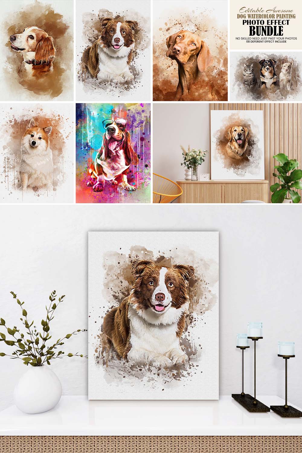 Dog Watercolor Painting Bundle pinterest preview image.