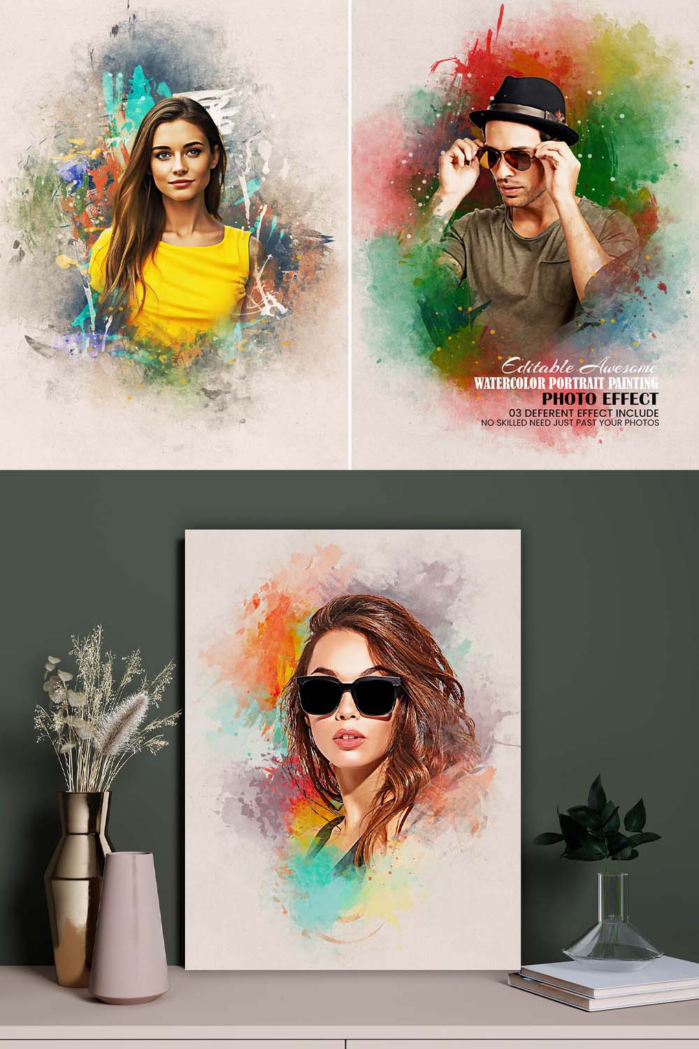 Abstract Colorful Watercolor Effect pinterest preview image.