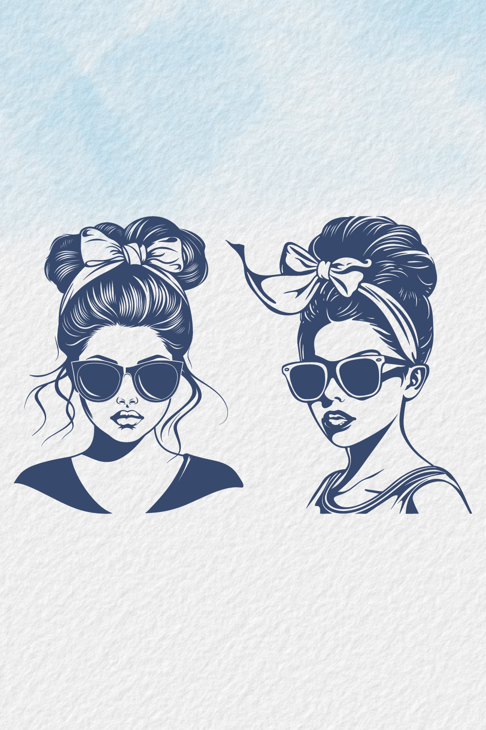 Messy bun hairstyle wearing sunglasses silhouette, Women With Messy Bun And Sunglasses Face Silhouette, casual messy bun with glasses, cute messy bun and glasses pinterest preview image.