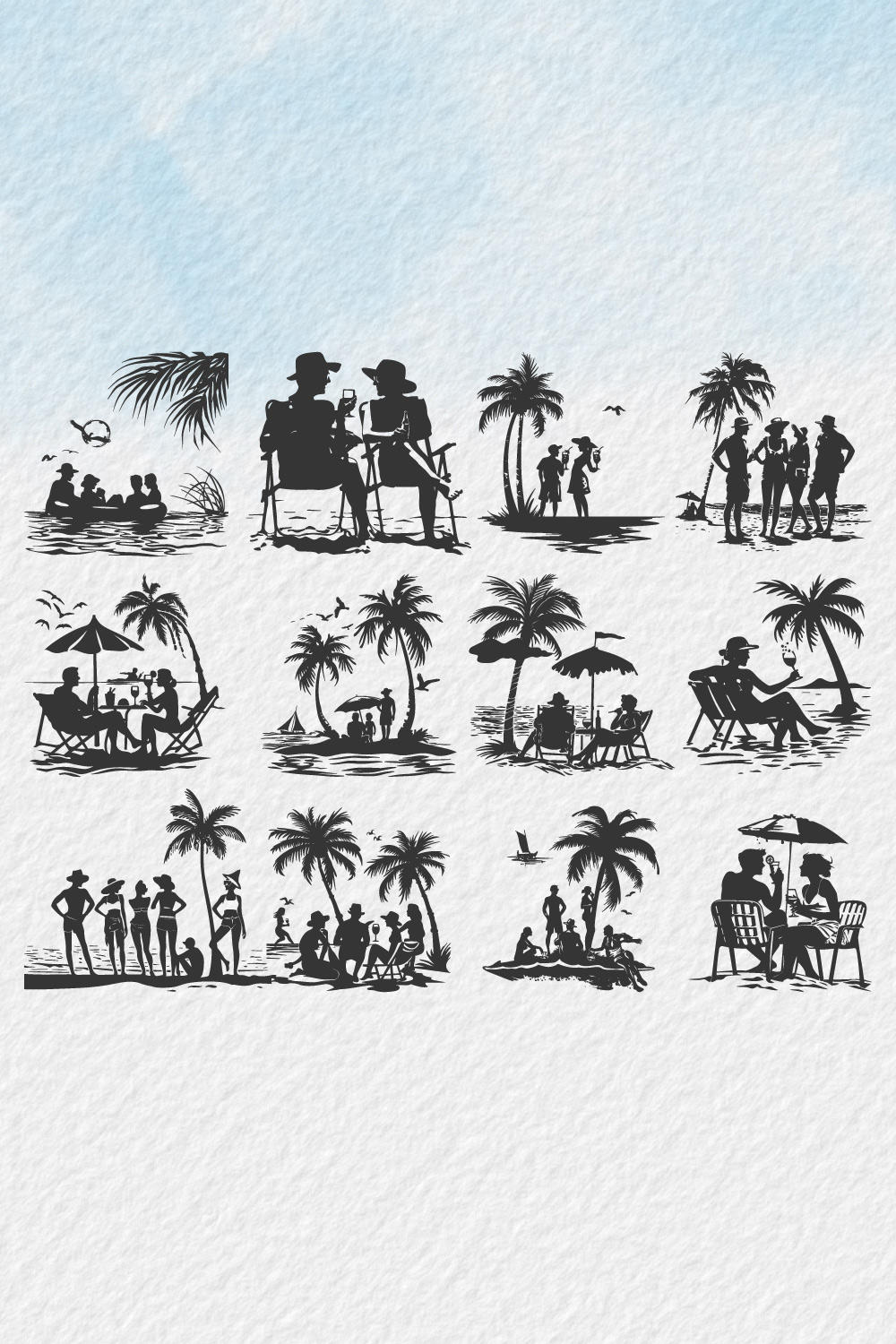 happy young people, enjoying summer vacation silhouette Summer, vacation, silhouette pinterest preview image.