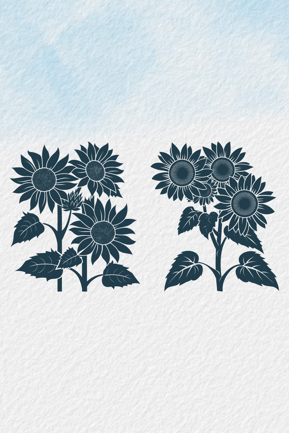 Sunflower bouquet silhouette, sunflower isolated on white background, Vector illustration, silhouette, icon, SVG, characters, Hand-drawn trendy Vector illustration, Sunflower vector pinterest preview image.