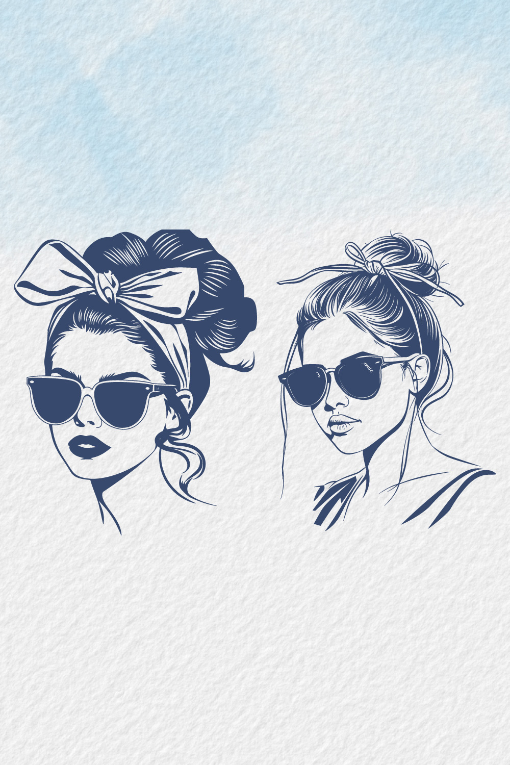 Messy bun hairstyle wearing sunglasses silhouette, Women With Messy Bun And Sunglasses Face Silhouette, casual messy bun with glasses, cute messy bun and glasses pinterest preview image.