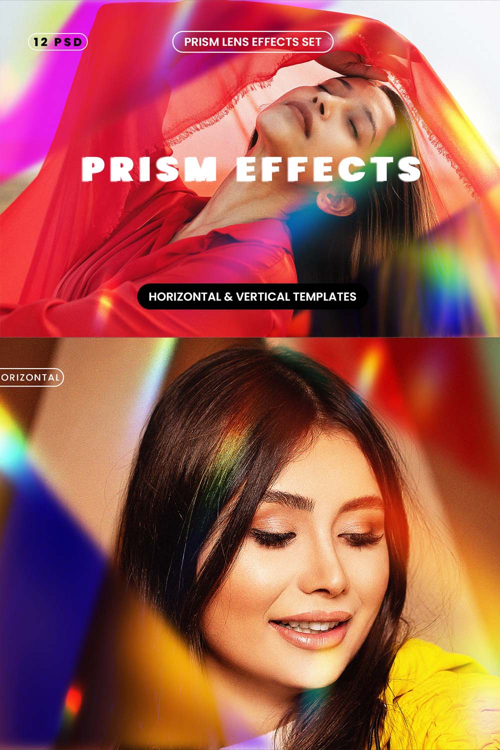 Editable Prism Photo Effect pinterest preview image.