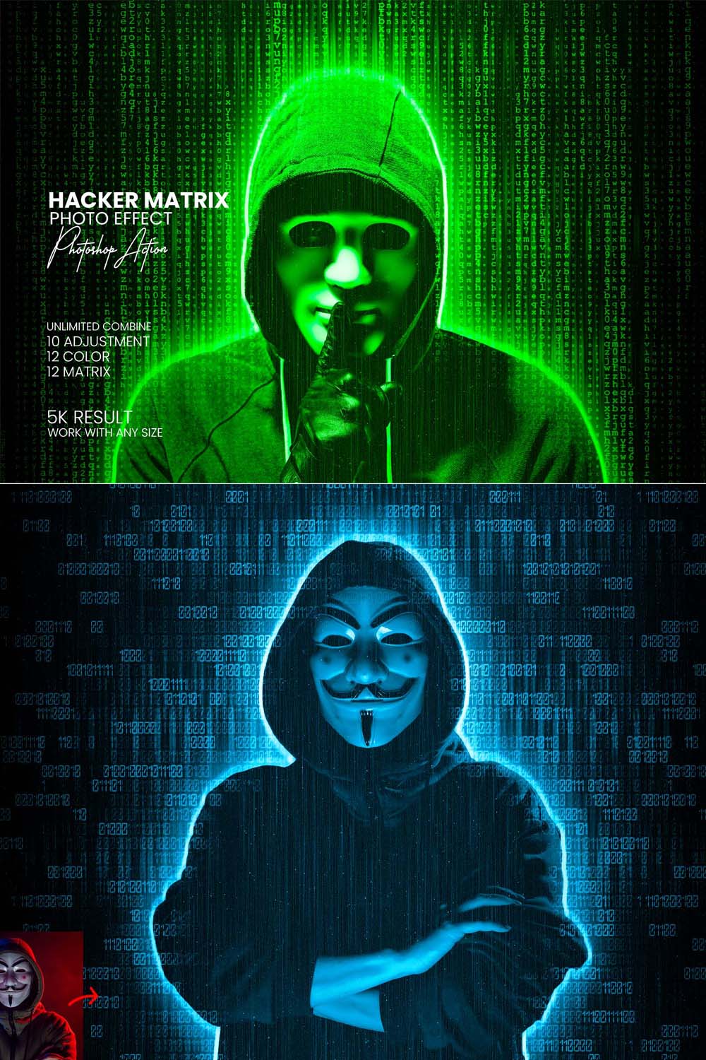 Hacker Matrix Photo Effects pinterest preview image.