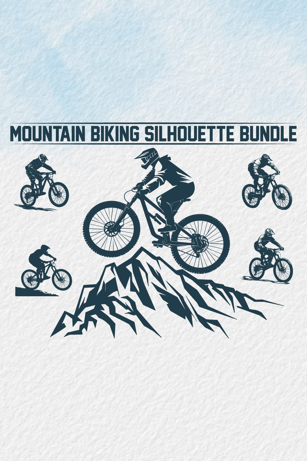 Mountain bike silhouette bundle, Man Cyclist Mountain Biker, Silhouette a cyclist riding mountain bike Vector, Mountain Biking, bike silhouette bundle pinterest preview image.
