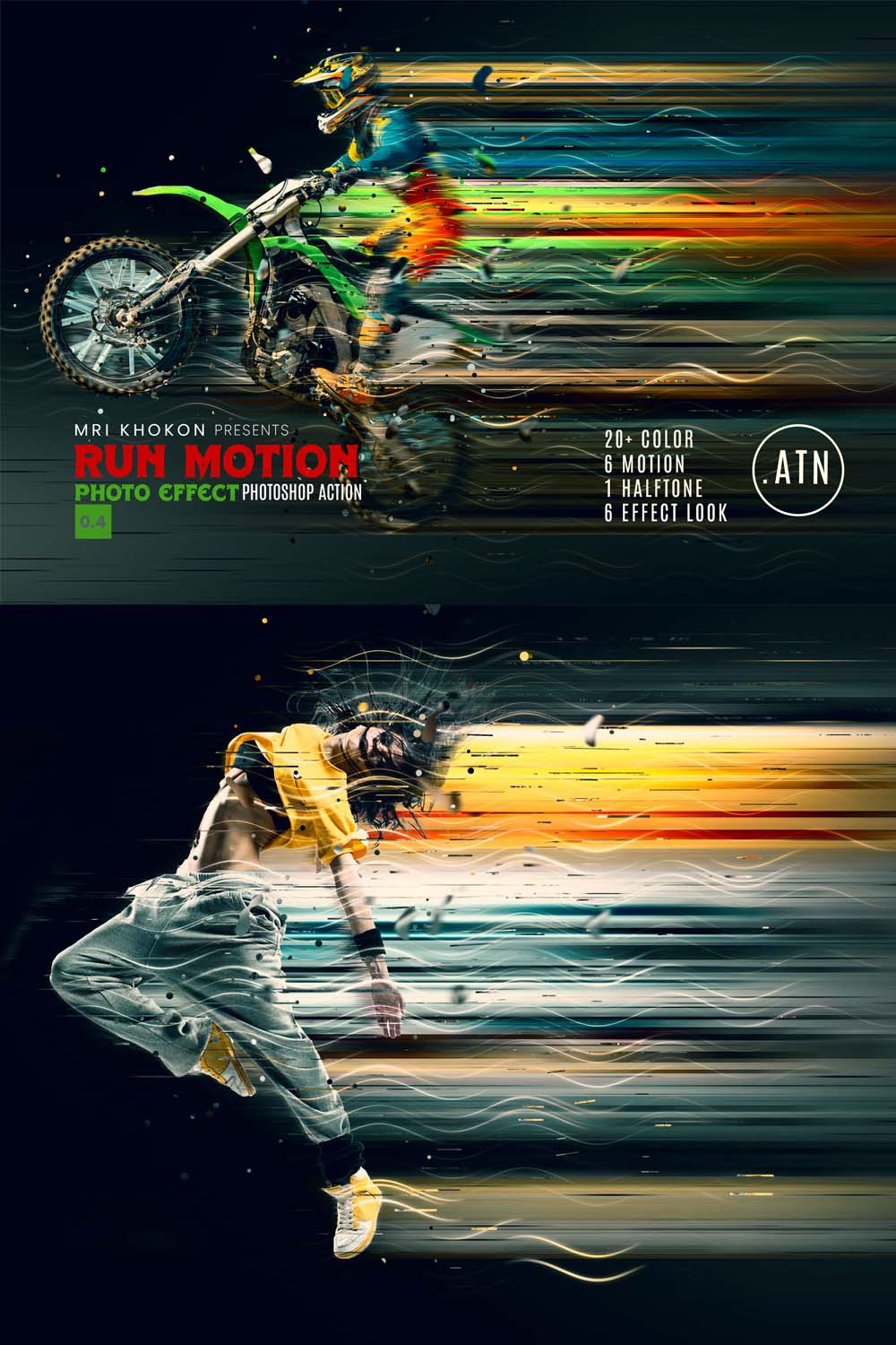 Run Motion Effect Photoshop Action pinterest preview image.