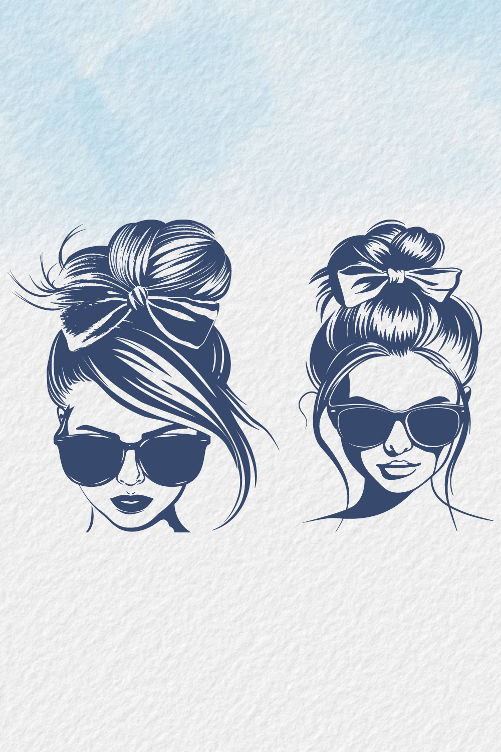 Messy bun hairstyle wearing sunglasses silhouette, Women With Messy Bun And Sunglasses Face Silhouette, casual messy bun with glasses, cute messy bun and glasses pinterest preview image.