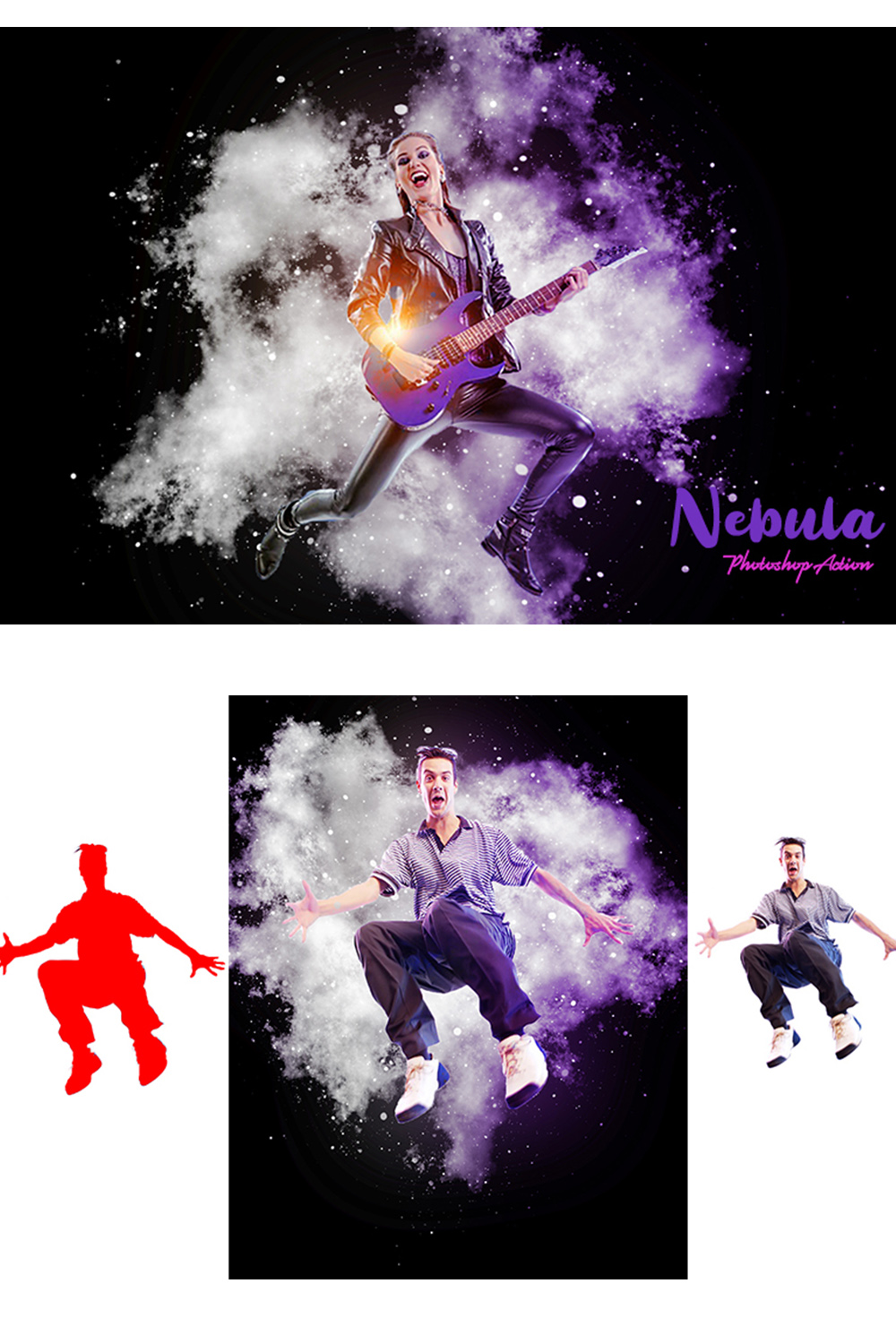 Nebula Photoshop Action pinterest preview image.