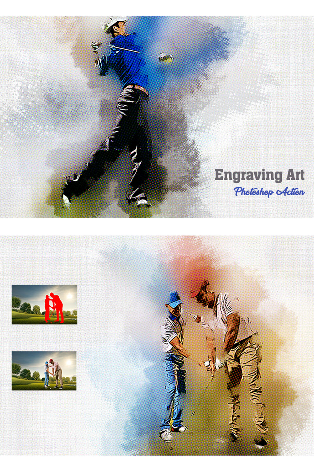 Engraving Art Photoshop Action pinterest preview image.