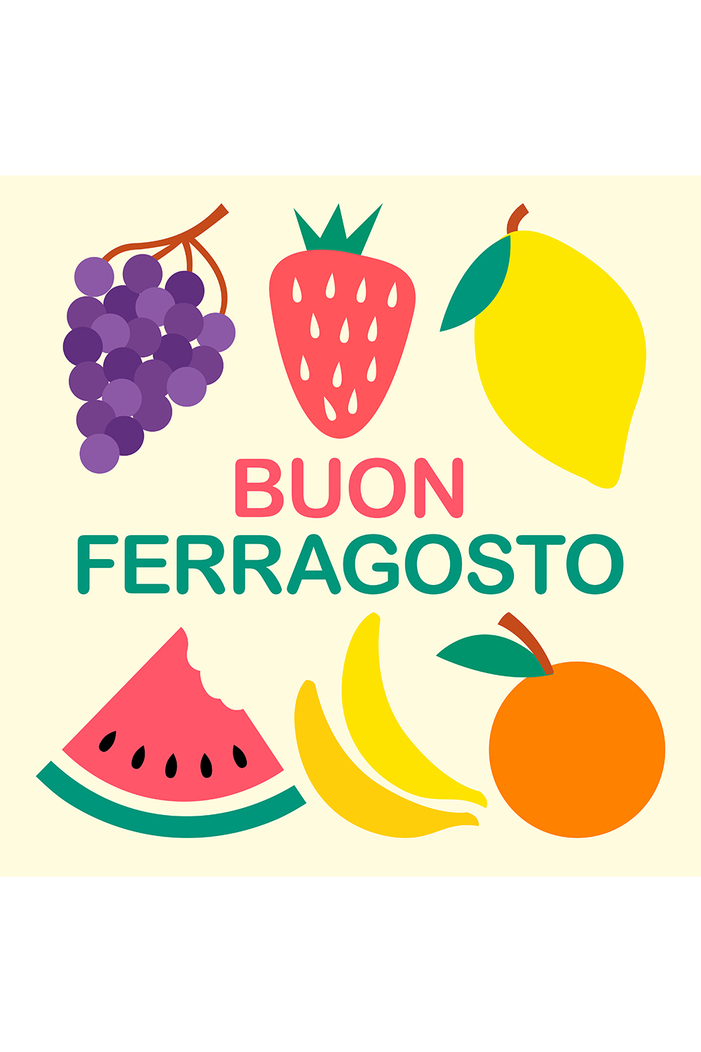 Ferragosto, Buon Ferragosto with Fruits pinterest preview image.