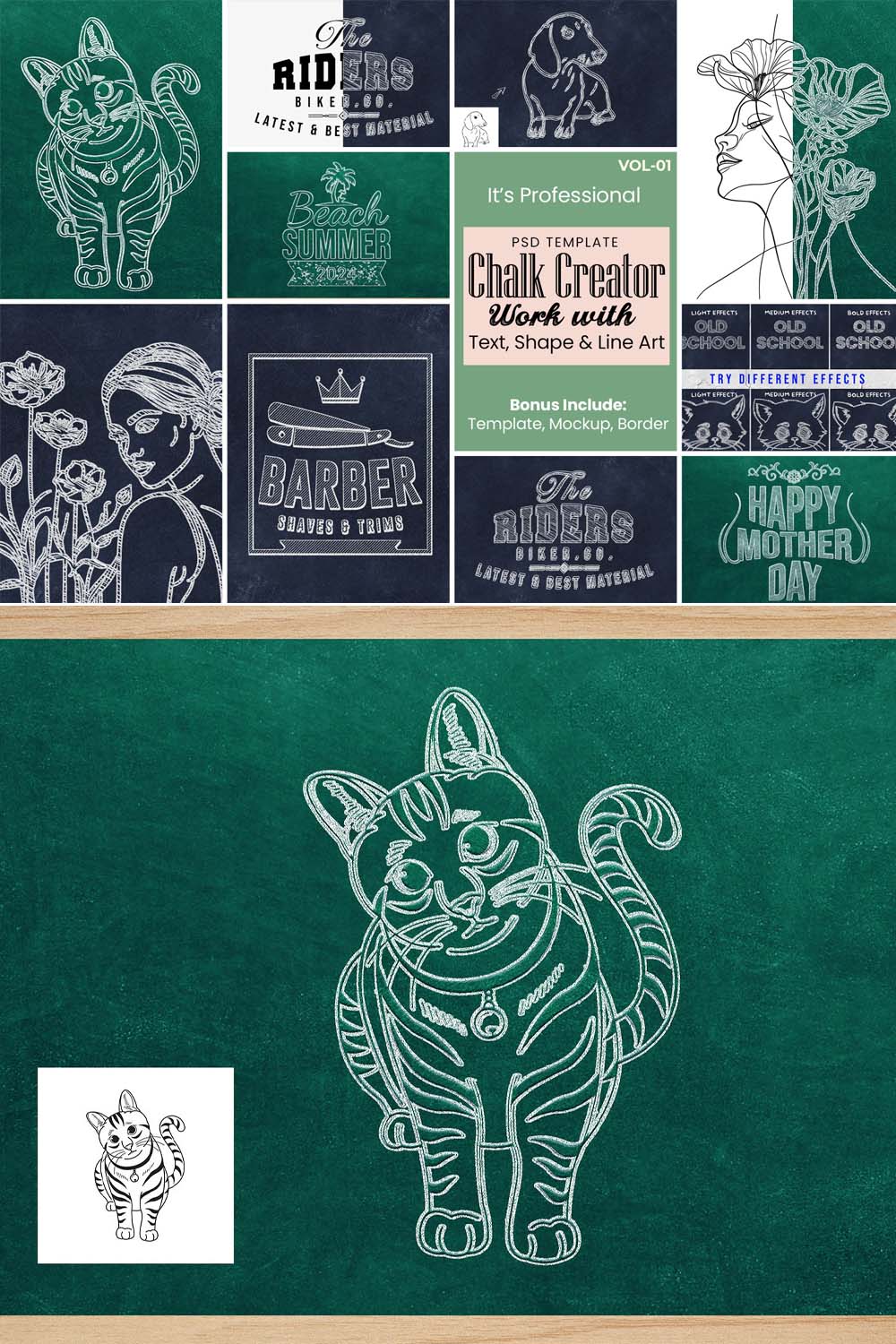 Chalk Sketch And Drawing Effect pinterest preview image.