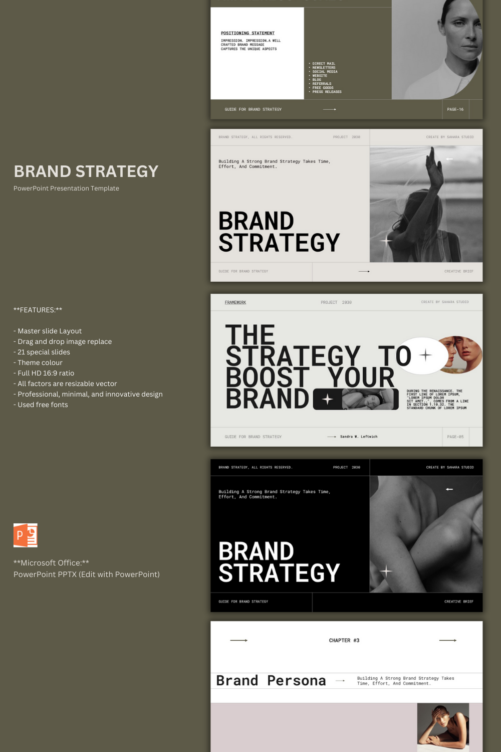 Brand Strategy PowerPoint presentation pinterest preview image.