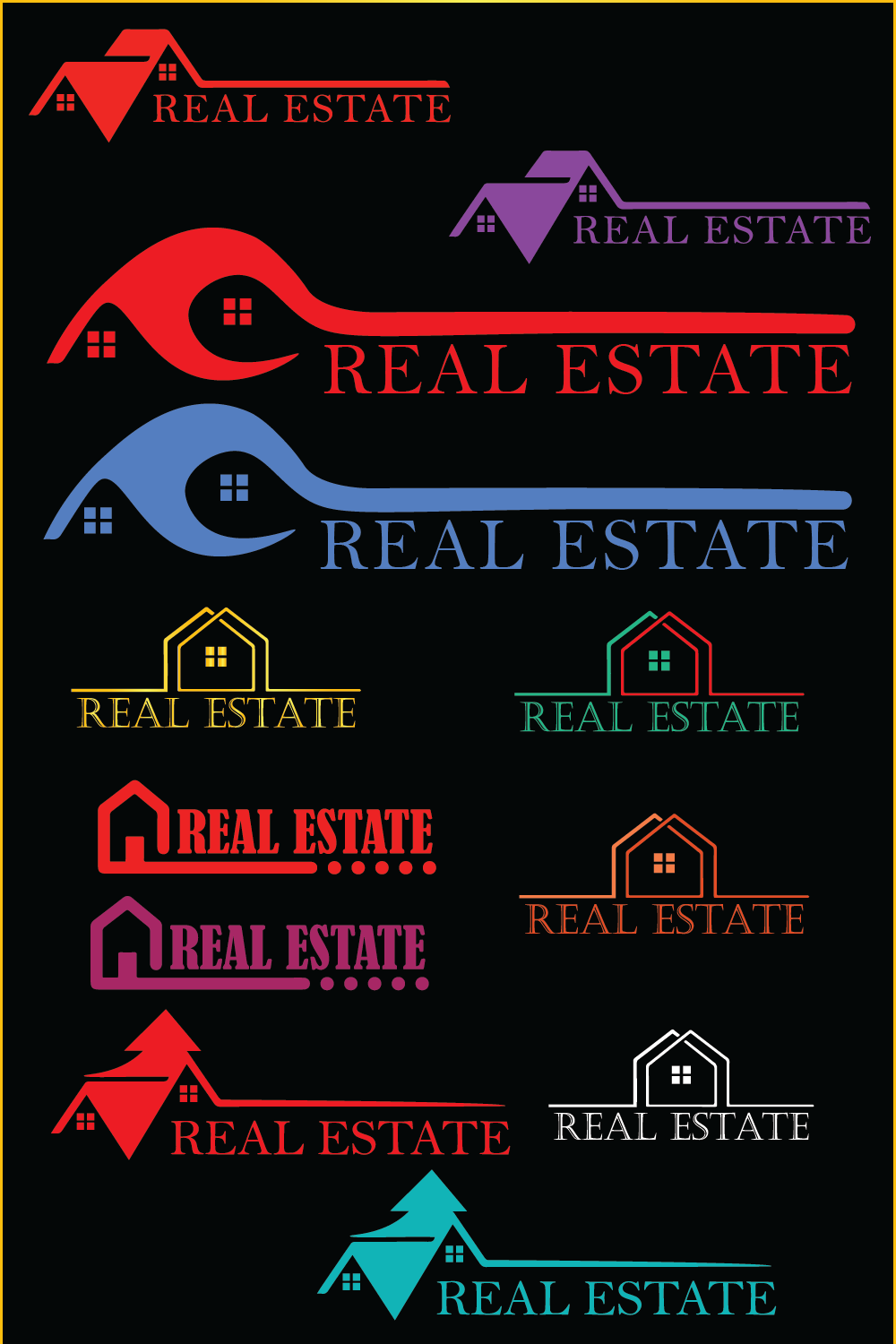 Real Estate logo templates/Unique Real Estate logos/Bundle of real estate logos pinterest preview image.