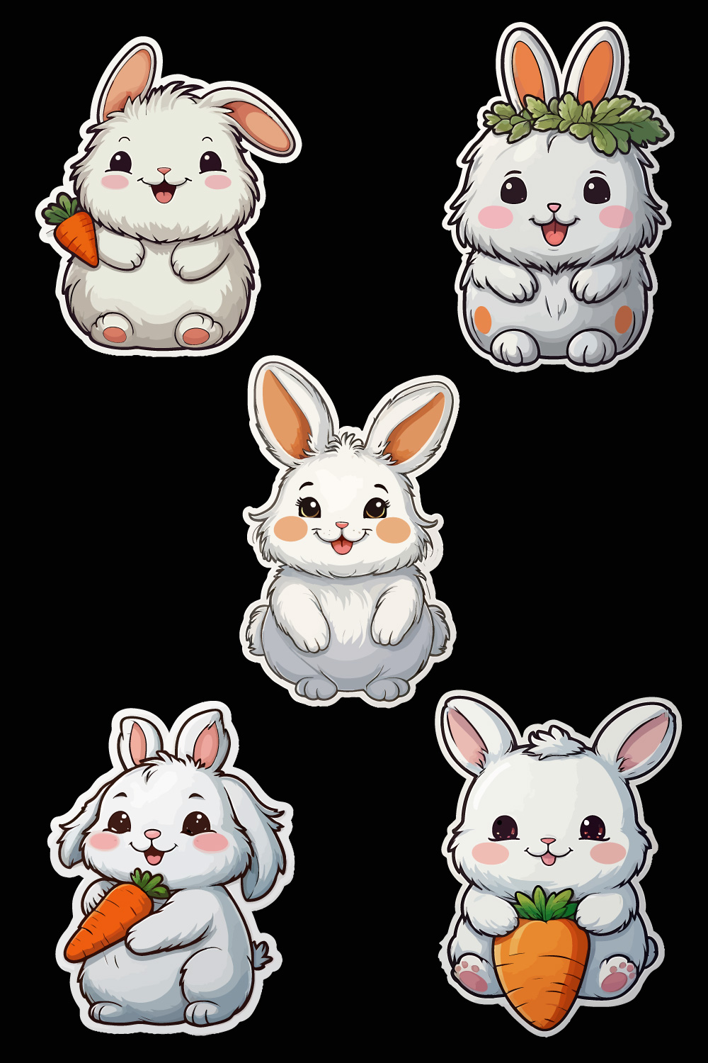 Rabbit Fluffy Bunny with Contour Sticker pinterest preview image.