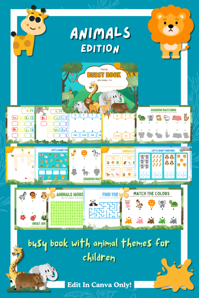 Animal Theme Examples Busy Book With An Animal Theme for Children - Only 8 - MasterBundles
