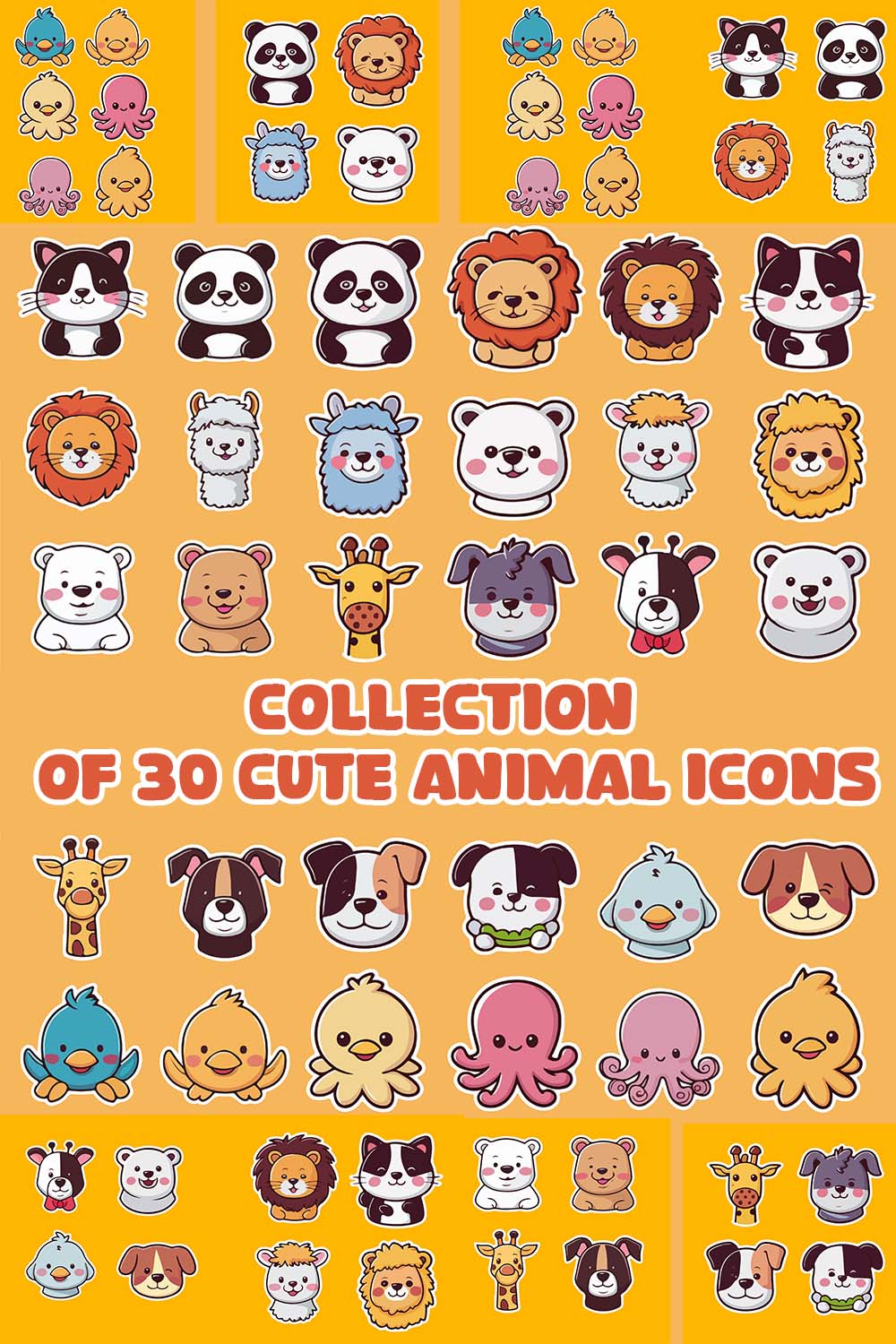 collection of 30 cute animal icons pinterest preview image.