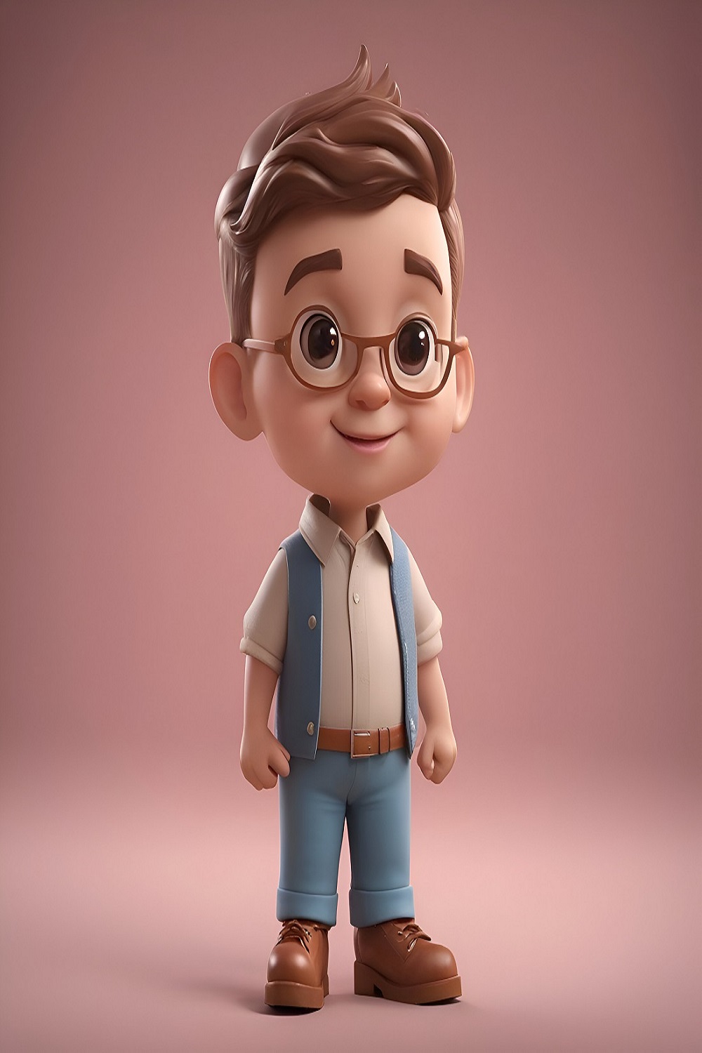 3d illustration cute cartoon boy with glasses pinterest preview image.