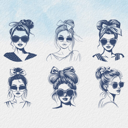 Messy bun hairstyle wearing sunglasses silhouette, Women With Messy Bun And Sunglasses Face Silhouette, casual messy bun with glasses, cute messy bun and glasses cover image.
