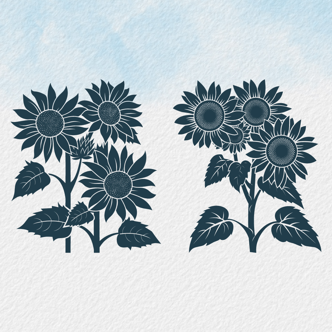 Sunflower bouquet silhouette, sunflower isolated on white background, Vector illustration, silhouette, icon, SVG, characters, Hand-drawn trendy Vector illustration, Sunflower vector preview image.