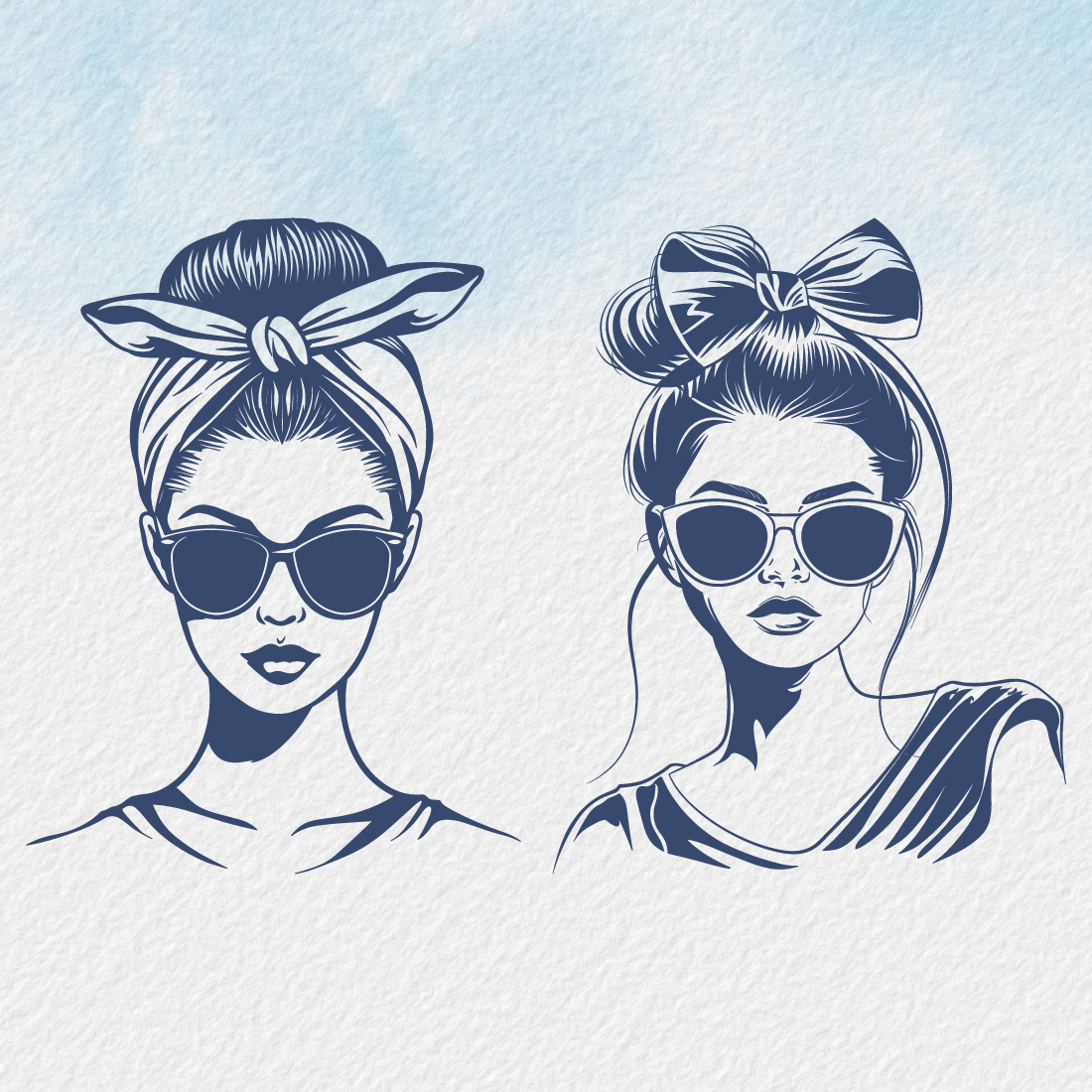 Messy bun hairstyle wearing sunglasses silhouette, Women With Messy Bun And Sunglasses Face Silhouette, casual messy bun with glasses, cute messy bun and glasses preview image.