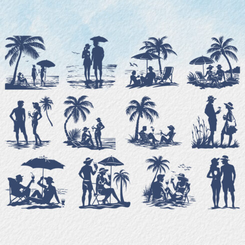happy young people, enjoying summer vacation silhouette Summer, vacation, silhouette cover image.