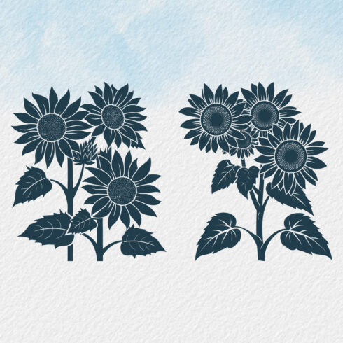 Sunflower bouquet silhouette, sunflower isolated on white background, Vector illustration, silhouette, icon, SVG, characters, Hand-drawn trendy Vector illustration, Sunflower vector cover image.