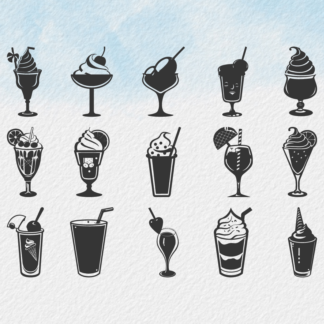 ice cream silhouette, different test drinks ice cream, Ice cream black silhouette icon set, Ice Cream icon Vector preview image.