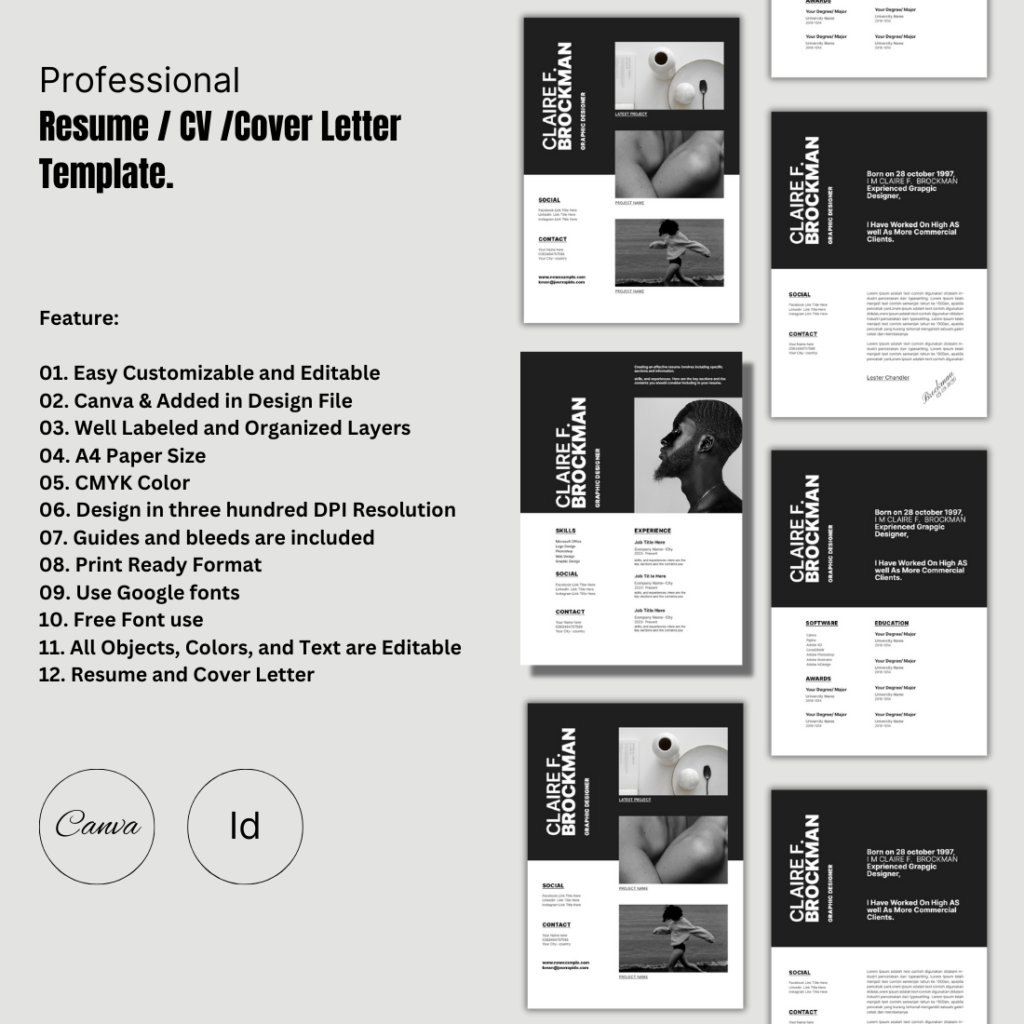 Creative CV and resume template - MasterBundles