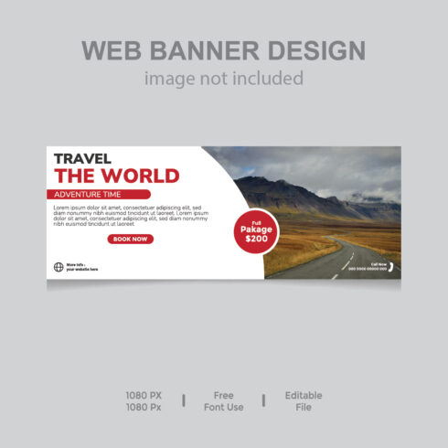 Free Vector travel Web banners template cover image.