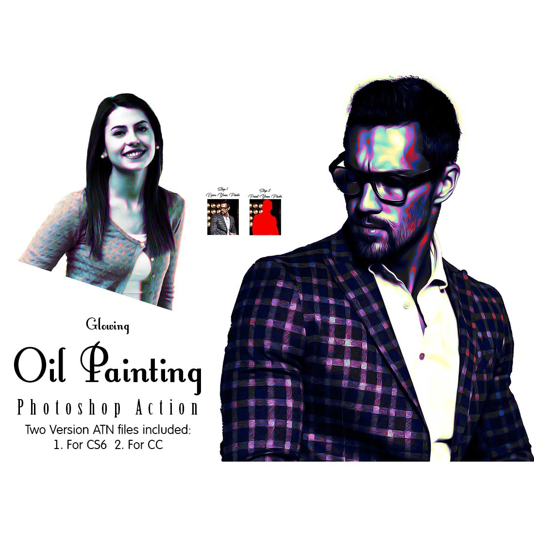 Glowing Oil Painting Photoshop Action cover image.
