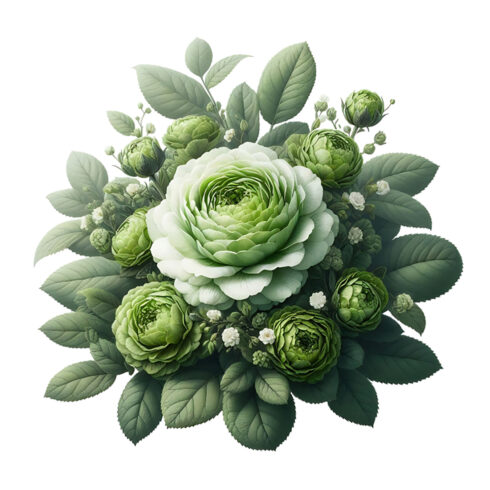 Green Tea Rose Flower Bouquet Isolated white background cover image.