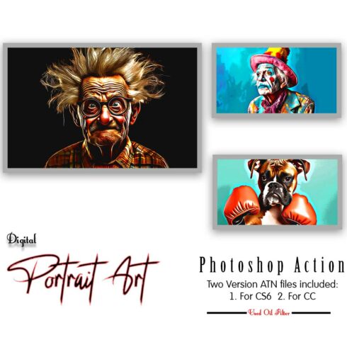 Digital Portrait Art Photoshop Action cover image.