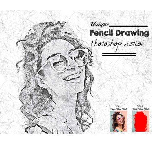 Unique Pencil Drawing Photoshop Action cover image.