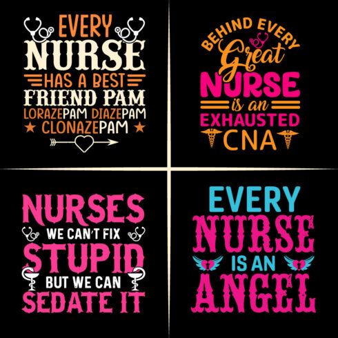10 Best Nurses T-Shirt Design Bundle cover image.