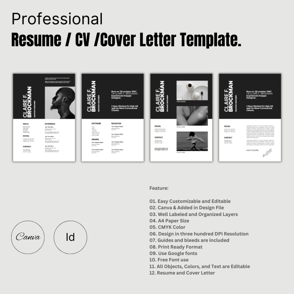 Creative CV and resume template - MasterBundles