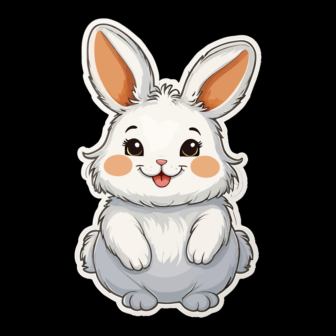 Rabbit Fluffy Bunny with Contour Sticker preview image.