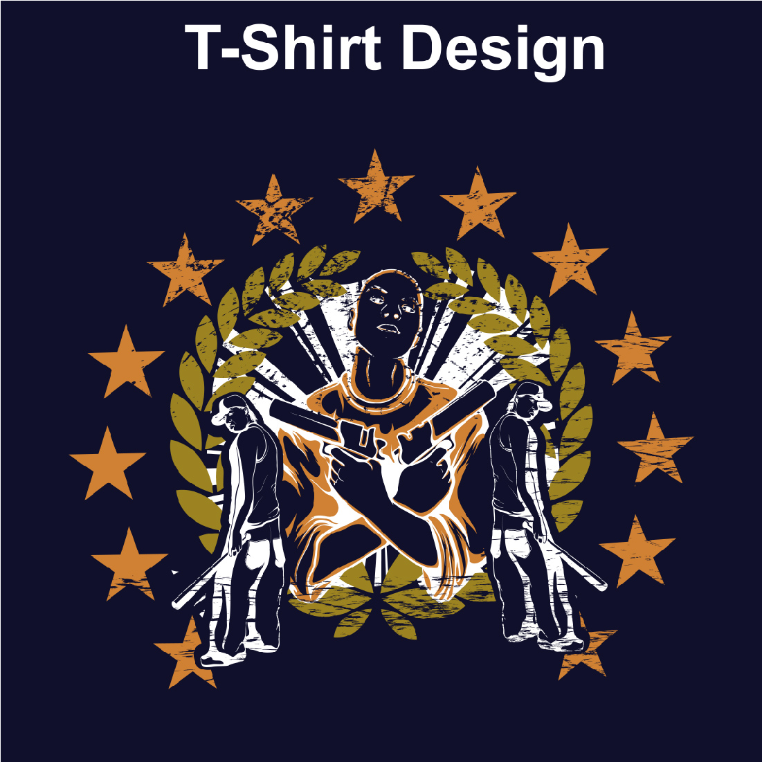 Gangstar T-Shirt Design Free Vector preview image.