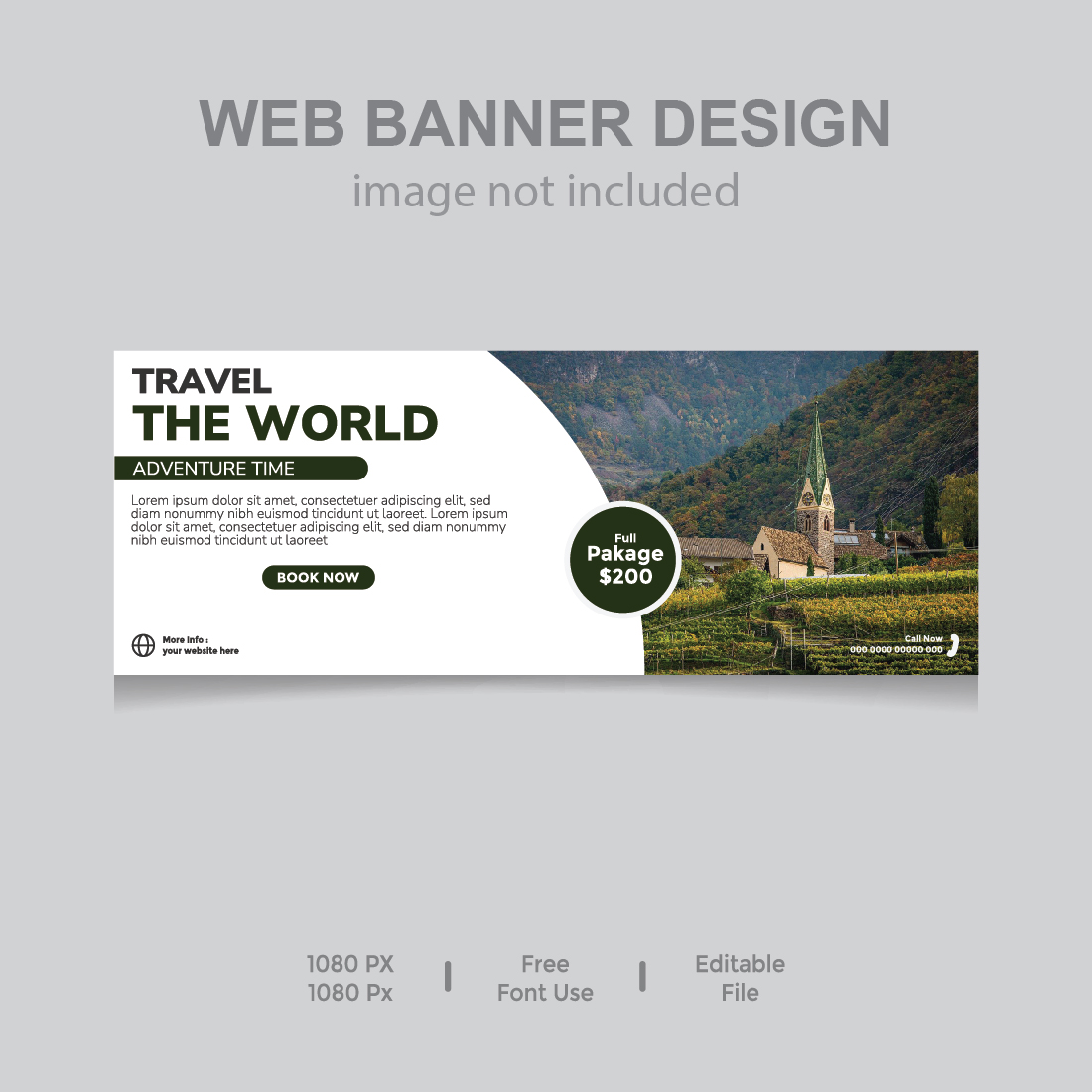 Free Vector travel Web banners template preview image.