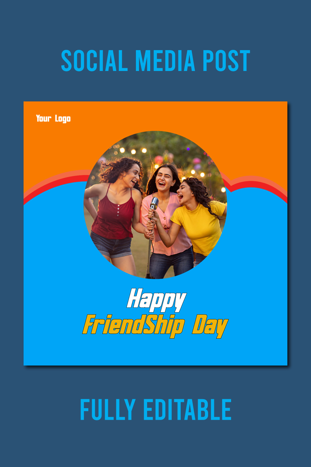 Happy FriendShip Day Social Media Post Design pinterest preview image.