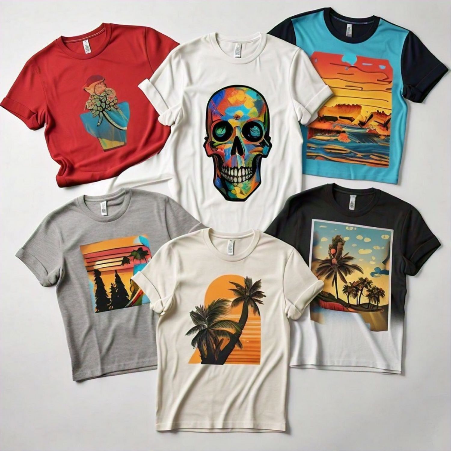 5 summer t-shirt designs preview image.