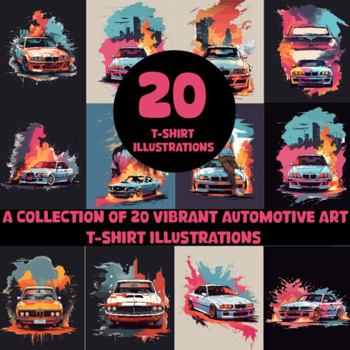 20 Tunning car lovers teeshirt design cover image.